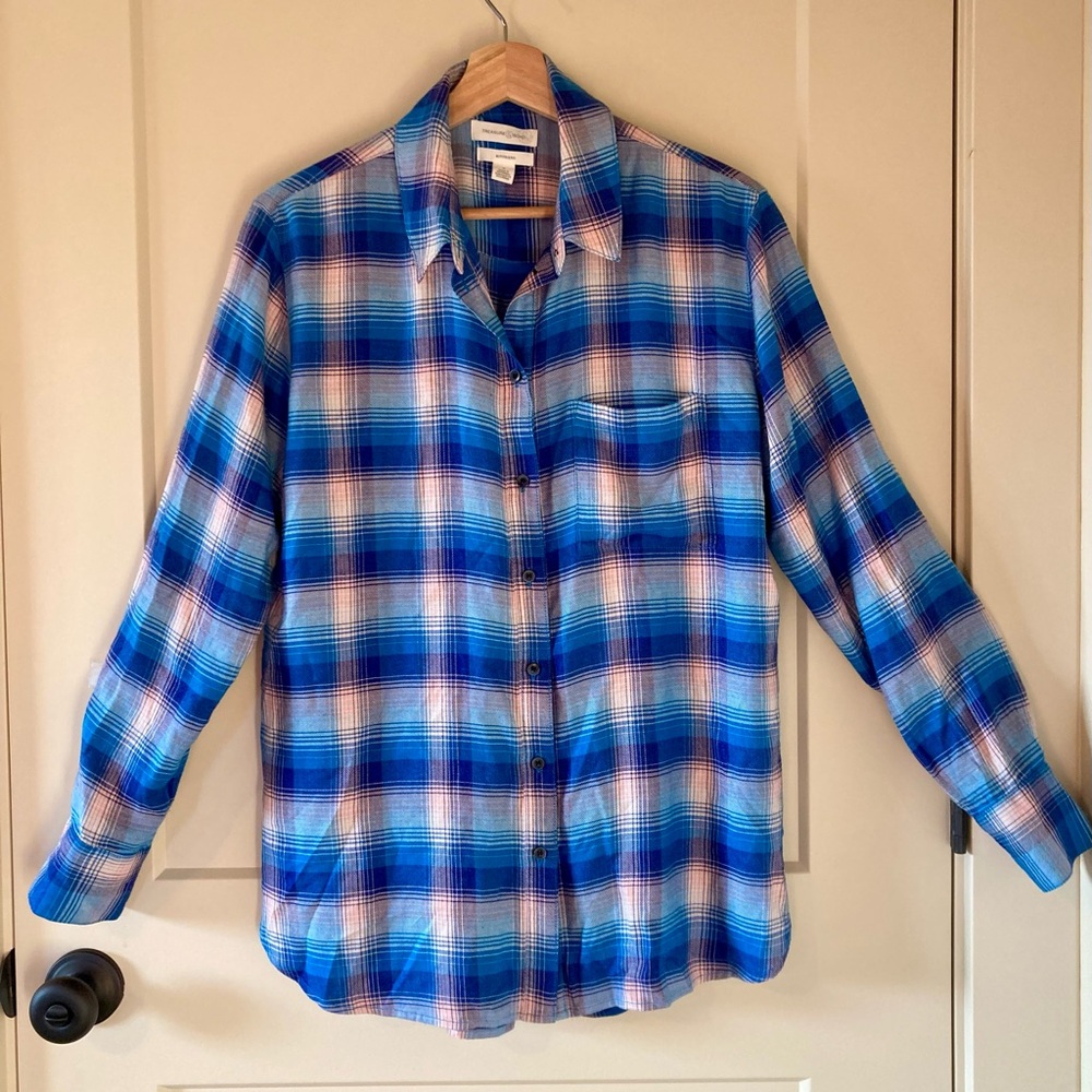 Treasure & Bond Boyfriend Relaxed Fit Plaid